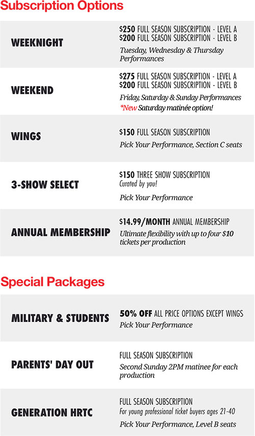 The Human Race Theatre Company 2026-2027 Season Subscription Options
