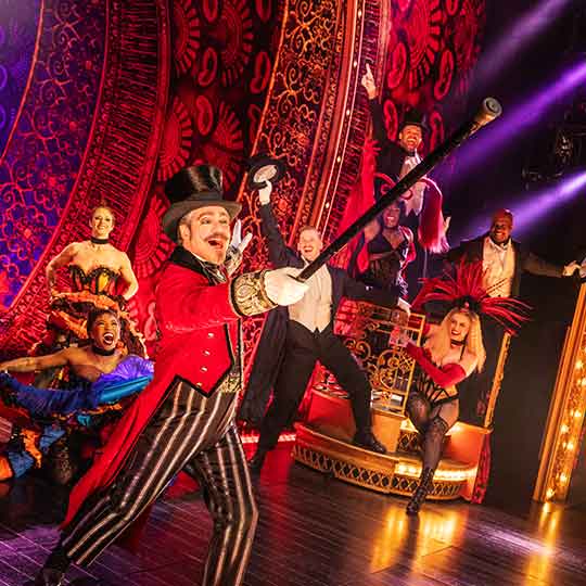 2026-2027 Dayton Live Broadway Series. Robert Petkoff and the Company of the 2025 touring production of MOULIN ROUGE! THE MUSICAL. Photo by Matthew Murphy and Evan Zimmerman for MurphyMade.