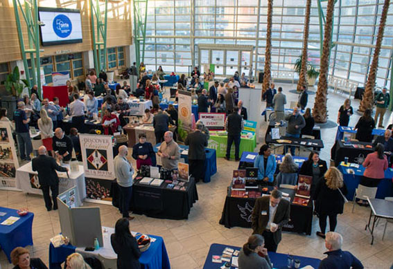 Schuster Center Wintergarden set up for a private event